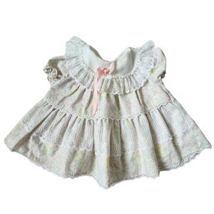 PEACHES & CREAM vintage ruffle lace‎ mini floral dress size 0-3